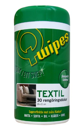 Renseservietter til tekstil fra Q-Wipes i professionel kvalitet. Klar til brug fra den praktiske beholder.